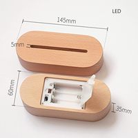 Lampe de table LED moderne avec base en bois naturel, alimentation par câble USB ou piles ovales AAA, veilleuse 3D en acrylique pour décoration de chambre, cadeau DIY