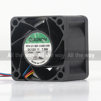 Sunon Baru 5V 24V 48V DC12V 7.8W AC EC 4028 40X40X28MM 4CM Sasis Power Supply PWM Bearing 4-kawat PF40281BX-D060-S99 Kipas Pendingin