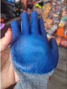 Económico 10G gris algodón tejido forrado azul agarre látex sumergido guantes de trabajo antideslizante Anti-Corte XL construcción de edificios de protección - Product Image 2