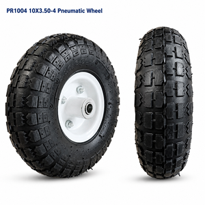 PR1004 Pneu pneumatique en caoutchouc 10X3.50-4 10 pouces 4.10/3.50-4 Roue gonflable Jante en acier blanche Alésage 5/8 pouces Roulement à billes pour chariot de jardin - Product Image 1