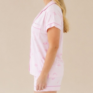 Ensemble de pyjama imprimé à taille élastique pour femme, respirant, décontracté, pour l'été, doux, personnalisé, grandes tailles, <span class=keywords><strong>lingerie</strong></span> - Product Image 2