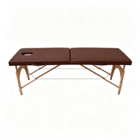 Table de massage portable confortable à 2 sections avec pieds en bois, pliable, pour salon de beauté