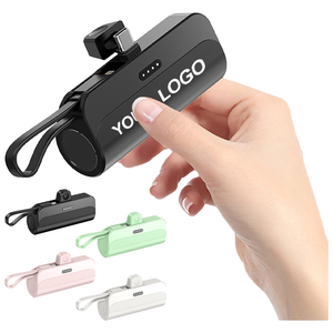 Cross-border Wholesale Mini Power Bank 5000 MAh with Type-C and Lightning Cables Portable Power Bank for Phone