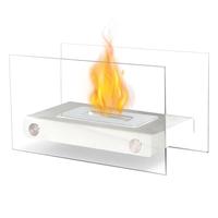 Brasero de table rectangulaire en métal noir créatif en acier inoxydable avec dessus en verre et pierres décoratives