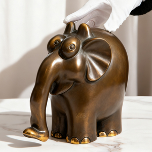 Estatuilla de <span class=keywords><strong>elefante</strong></span> de bronce para decoración del hogar, escultura de arte Animal chapada en pulido para Navidad, sala de estar, jardín, jardín - Product Image 1