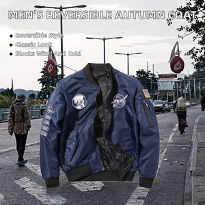 Chaqueta Varsity Reversible de Seda Vintage para Hombre, Estilo Coreano, Casual, Juvenil, Talla Grande, Resistente al Viento, Nueva Colección de Otoño - Product Image 2