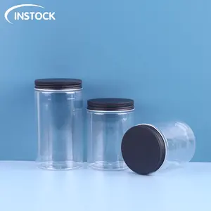 Plastic Jars With Lids Instock Kitchen Canisters 50/80/100/120/150/180/200/250/300/400/500ml Round Clear PET Plastic Jar With Lids Wide-mouth Bottle