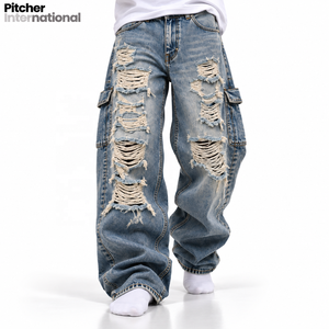 Wholesale <b>mens</b> loose denim <b>pants</b> Custom <b>mens</b> loose denim <b>pants</b> Loose jeans Heavyweight Denim Low MOQ Streetwear - Product Image 1