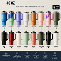 Gobelet isotherme en acier inoxydable de 40 oz à motif floral avec poignée et paille, garde au chaud et au froid pendant 6 à 12 heures