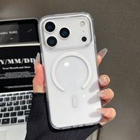 Coque de téléphone transparente antichoc 2,5 mm en TPU souple et PC acrylique avec aimant 3000GS pour iPhone 18 17 16 Pro Max, protection J001