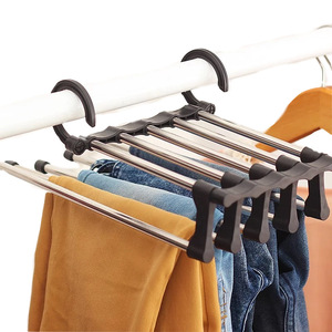 Porte-pantalons multifonctionnel 2021, porte-pantalons pliable, porte-pantalons magique en acier inoxydable, <span class=keywords><strong>multi</strong></span>-niveaux - Product Image 1