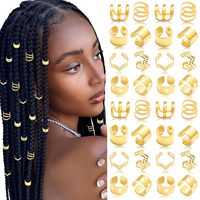 Lot de 32 attaches pour cheveux tressés, accessoires capillaires creux argentés électroplaqués, bandeaux et pinces à cheveux DIY