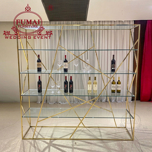 Five Layer <b>Modern</b> Stainless Steel & Glass Storage Rack Wine Rack Display Rack for Home and Outdoor Use Hfkmuai HC-5062 - Product Image 1