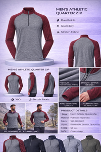 Sudaderas Deportivas con Cierre de Cremallera, Personalizadas con Logotipo Bordado, Transpirables, que Absorben la Humedad, de Secado Rápido, para Correr al Aire Libre, Entrenamiento Atlético - Product Image 2