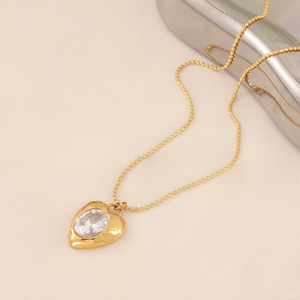สร้อยคอจี้รูปหัวใจประดับเพชรซิคอนชุบทอง 18K PVD สแตนเลสกันน้ำ <span class=keywords><strong>MSX</strong></span> สำหรับผู้หญิง เป็นของขวัญ - Product Image 4