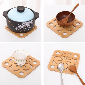 Alfombrilla de madera con aislamiento térmico, 15x15 cm, cuadrada, para mesa de cocina, soporte para ollas anti-quemaduras - Product Image 4