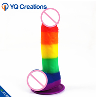 Juguete Sexual de Silicona, Dildo Arcoíris con Forma de Pene Grande, Juego Erótico para Adultos