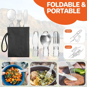 Ensemble de cuisine de camping pour 2-3 personnes et autres accessoires de survie en plein air, ensemble de batterie de cuisine portable en aluminium pour campeurs - Product Image 2