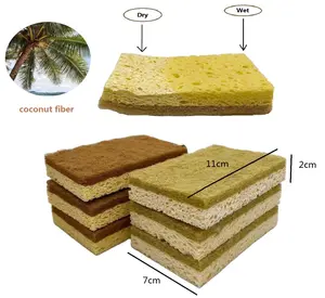 Esponja de celulosa Biodegradable para lavar platos, limpieza del hogar, Sisal, fibra de coco, esponja de celulosa