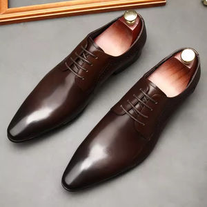 Zapatos Oxford de Cuero Genuino de Alta Calidad para Hombre, Estilo Casual de Negocios, con Cordones y Punta en Pico, para Todas las Temporadas, con Suela de Goma, 2025 - Product Image 3