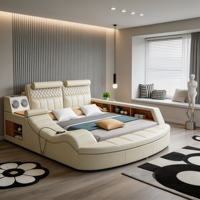 Bettgestelle in King, Queen, Full und Double Size mit Aufbewahrungsschubladen und Verstellbarem Modernem Luxus-Leder Smart-Doppelbett