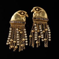 Boucles d'oreilles pendantes ethniques pour femmes, motif oiseau doré antique, avec chaîne et franges, style tribal rétro, bijoux statement