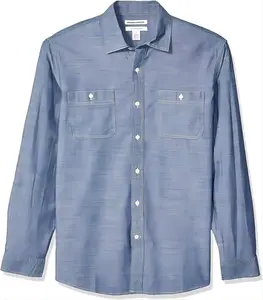 Men's Regular-fit Long-Sleeve Chambray Shirt Outdoor work shirt