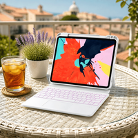 En stock, étui de clavier amovible avec rétroéclairage RVB pour iPad Pro 12,9 pouces et Air 13 pouces avec pavé tactile sans fil rotatif à 360 degrés