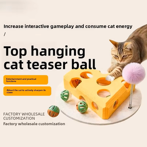 Jouet pour chat en tissu en forme de fromage avec clochette – Boîte à tirer le fromage pour l'auto-amusement et <span class=keywords><strong>la</strong></span> lutte contre l'<span class=keywords><strong>ennui</strong></span> – Pour les chatons de 0 à 24 mois - Product Image 4