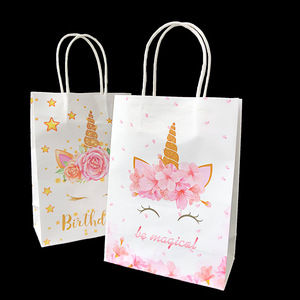 New Paper Gift <strong>Bag</strong> <strong>unicorn</strong> Birthday <strong>Party</strong> Theme Cartoon White Portable Kraft Paper <strong>Bag</strong> - Product Image 3