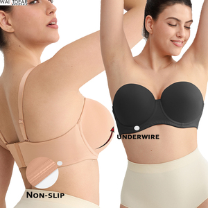 <span class=keywords><strong>Sujetador</strong></span> Push Up de Talla Grande al por Mayor para Mujer con Tira Suave Desmontable y Convertible, sin <span class=keywords><strong>Tirantes</strong></span> con Soporte de Busto y Aro, de Media Copa - Product Image 1