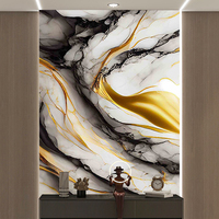 Panneau mural en feuille de marbre UV 1220*2440, veinure dorée, imperméable, ignifuge, anti-rayures, haute brillance, revêtement mural intérieur 3D en PVC