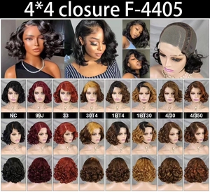 วิกผมบ๊อบสั้นแบบไล่สี Letsfly Wholesale Ombre วิกผมแท้แบบปิดหน้าผากโปร่งใส 4x4 สีน้ำตาล วิกผมบ๊อบหยิกเด้งดึ๋งสำหรับผู้หญิงผิวสี - Product Image 2