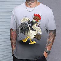 Fitspi Unisex Animal Rooster 3D-Druck Lustiges T-Shirt Lässiges, kurz ärmel iges, übergroßes, atmungsaktives Herren hemd für Herren 6xl T-Shirt