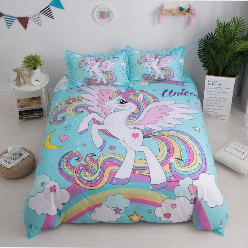 Digital Print designs kids bedding sets customized own designs bed sheet set