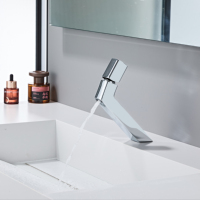 Grifo Mezclador para Lavabo de Apartamento de Hotel con Núcleo de Válvula de Cerámica, Construcción de Latón, Acabado Ennegrecido, Diseño Duradero