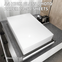 Papel Fotográfico Genérico A4 de Pulpa de Madera, 100g-300g, Alto Brillo, Imprimible por Inyección de Tinta por una Cara, Paquete de 21-50 Hojas, Embalaje Seguro