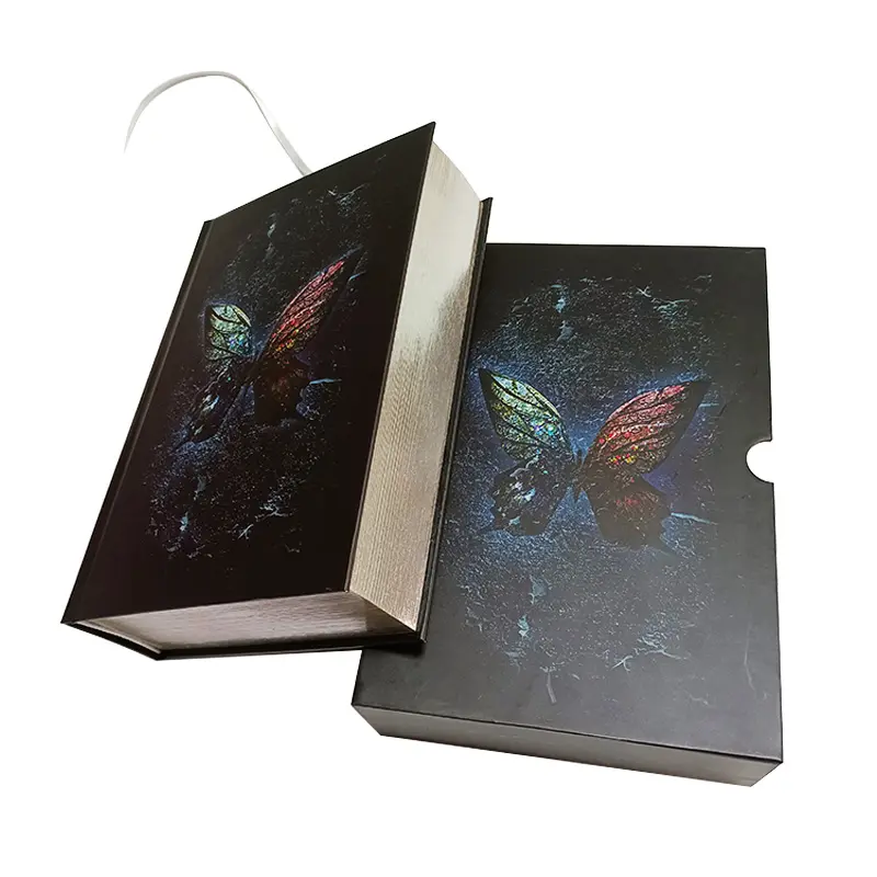Design seu estilo cobertura dura livro estampado borboleta convexity efeito de ouro papel folha duro livro