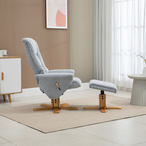 Sillón Reclinable Moderno con Respaldo Cómodo, Tapizado en Lino, con Otomana - Product Image 2