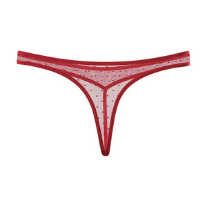 Tanga de malla roja sexy al por mayor para mujer, ropa interior de talle bajo, ultrafina, de secado rápido y transpirable - Product Image 1