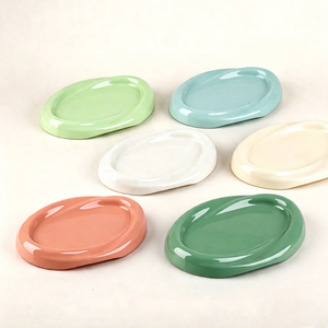 Bandeja de Servir Ovalada Reutilizable de Melamina, Color Verde, Tamaño M, Diseño Moderno, Vajilla para Cocina - Product Image 1