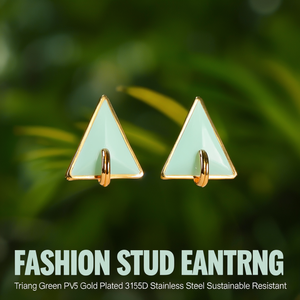 Pendientes de Moda Triangulares en Verde Menta, Chapados en Oro PVD, Acero Inoxidable 316L, Sostenibles y Resistentes - Product Image 3