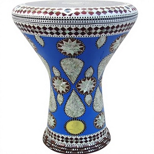Gawharet El Fan - Darbuka Egipcia Profesional de 17.5 Pulgadas con Perla Azul en Forma de Lágrima - Product Image 1