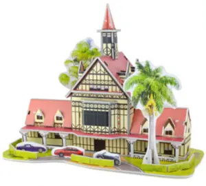 Casa de construcción 3D para niños, puzle, modelo de construcción, rompecabezas 3D, juguetes para niños, regalo de Navidad