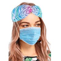 Aksesoris ikat rambut perawat grosir, menyerap keringat, bahan poliester motif bunga, elastis, dengan kancing
