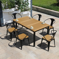 Ensembles de salle à manger en promotion, tables et chaises en plastique et bois pour restaurants et cafés, mobilier métallique moderne, chaise de bistrot d'extérieur
