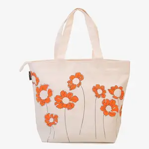 Hot Sale Eco Reusable Fashion Cute Cartoon Cat Korea Simple Handbag Heavy Duty Durable Cotton Canvas Shopping Tote Bag