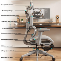 Fauteuil de Bureau Ergonomique Moderne Style Leer, Vente Flash, Réglable, en Maille avec Repose-Pieds et Fonction Pivotante en Tissu