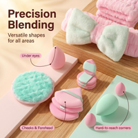 Lot de 20 éponges de maquillage non absorbantes, sans latex, pour application sèche et humide, usage double, éponges cosmétiques en gros, personnalisables avec logo