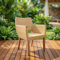 Chaise de jardin en teck de style moderne du milieu du siècle, pieds coniques, design minimaliste, pour la maison, le bureau, l'extérieur, durable, convient aux sols durs